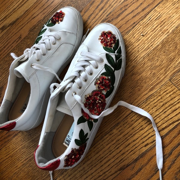 white shoes with embroidered bedazzled roses - Picture 3 of 6